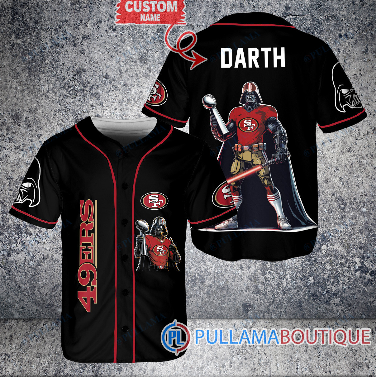 Tennessee Titans x Darth Vader Star Wars with Trophy Custom Baseball Jersey Blue