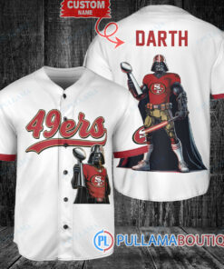 San Francisco 49ers x Darth Vader Star Wars with Trophy Custom Baseball Jersey White