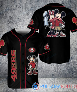 San Francisco 49ers x Mickey and Minnie with Trophy Baseball Jersey Black