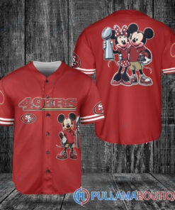 San Francisco 49ers x Mickey and Minnie with Trophy Baseball Jersey Red