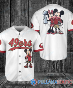 San Francisco 49ers x Mickey and Minnie with Trophy Baseball Jersey White