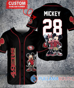 San Francisco 49ers x Mickey and Minnie with Trophy Custom Baseball Jersey Black