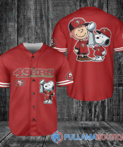 San Francisco 49ers x Snoopy and Charlie Brown with Trophy Baseball Jersey Red