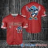 New England Patriots x Stitch with Trophy Baseball Jersey Red