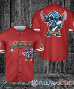 San Francisco 49ers x Stitch with Trophy Baseball Jersey Red