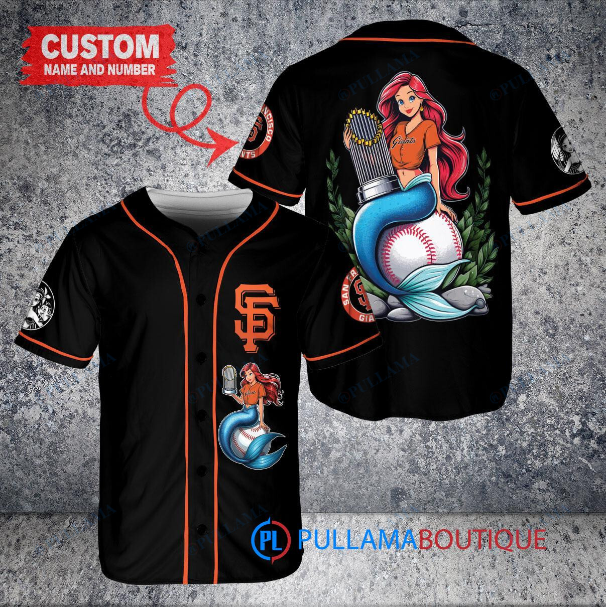 Houston Astros x Ariel Mermaid with Trophy Custom Baseball Jersey White