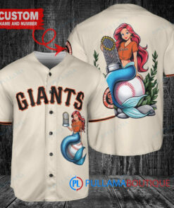 San Francisco Giants x Ariel Mermaid with Trophy Custom Baseball Jersey Cream