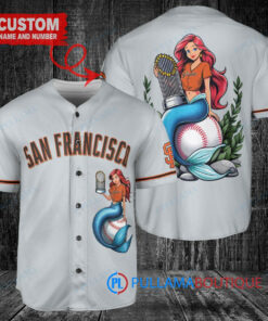 San Francisco Giants x Ariel Mermaid with Trophy Custom Baseball Jersey Gray