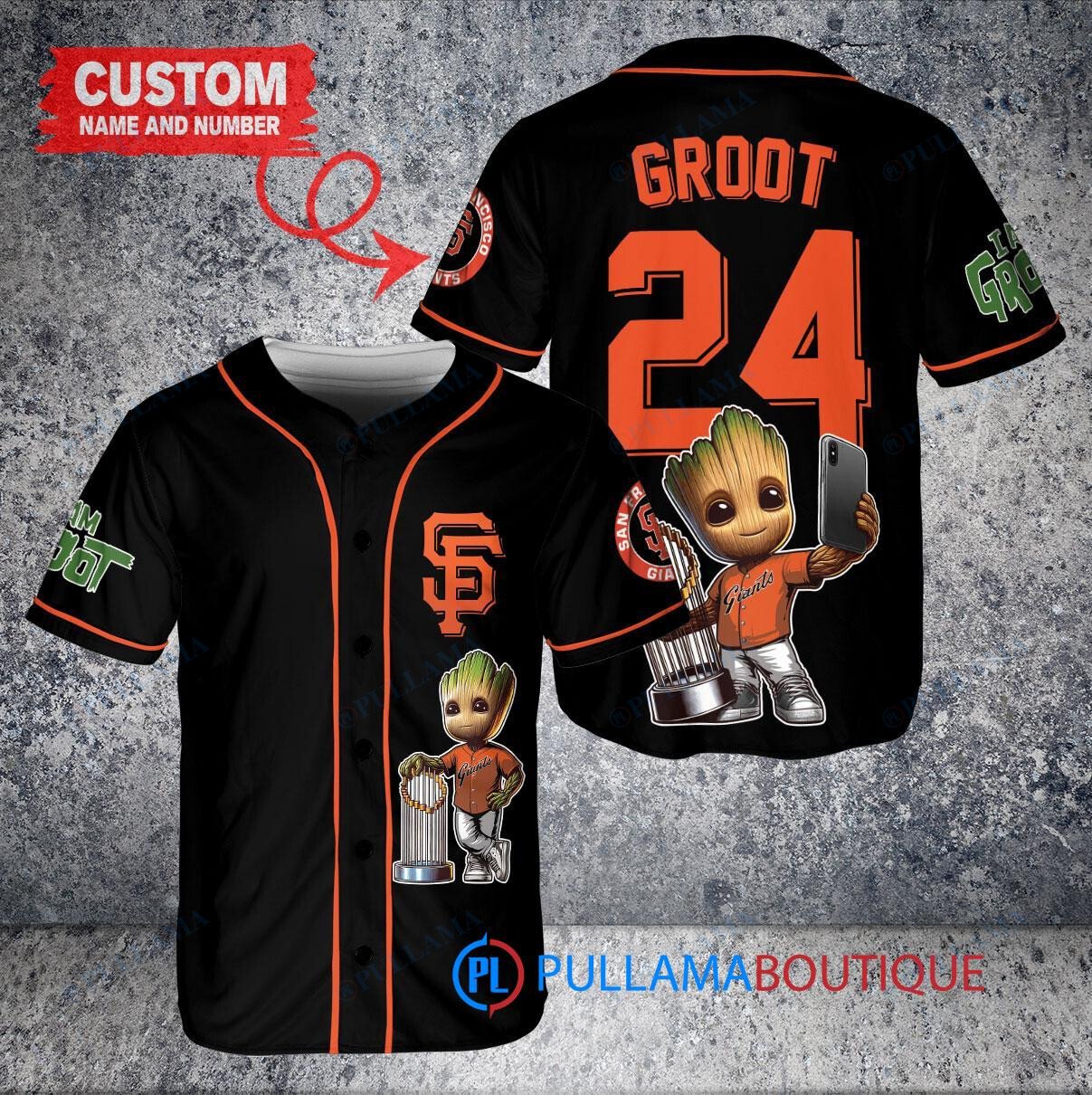 Cincinnati Reds x Baby Groot Marvel Guardians Of The Galaxy with Trophy Custom Baseball Jersey Black 2023 City Connect