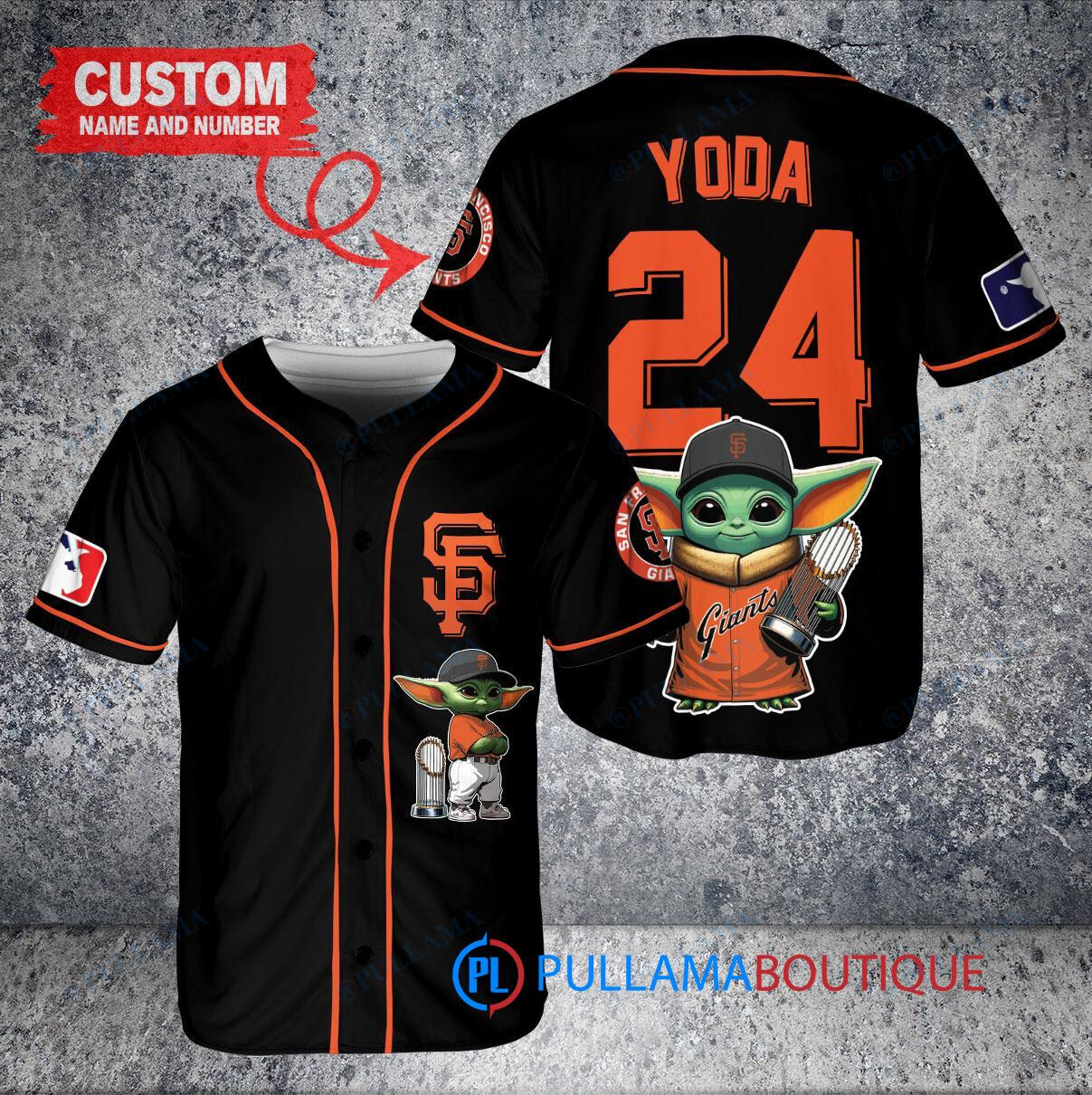 NY Mets Baby Yoda Star Wars Mandalorian Trophy Baseball Jersey Graphite City Connect