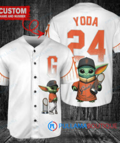 San Francisco Giants x Baby Yoda Star Wars The Mandalorian with Trophy Custom Baseball Jersey White City Connect