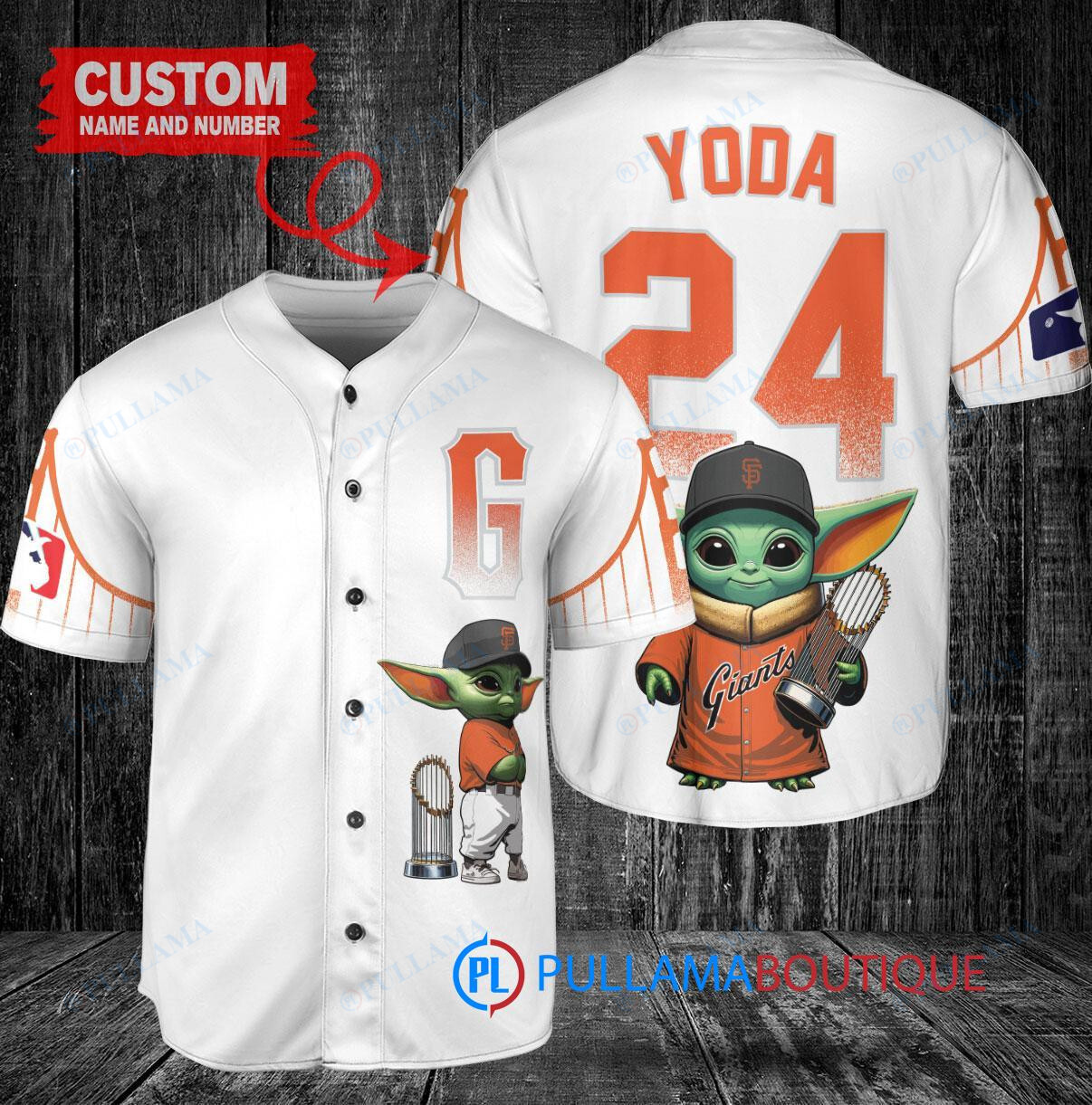 Chicago White Sox x Baby Yoda Star Wars The Mandalorian with Trophy Custom Baseball Jersey White Stripe