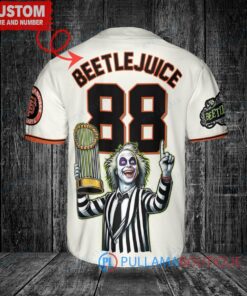 San Francisco Giants x Beetlejuice Halloween with World Series Trophy Custom Baseball Jersey Cream