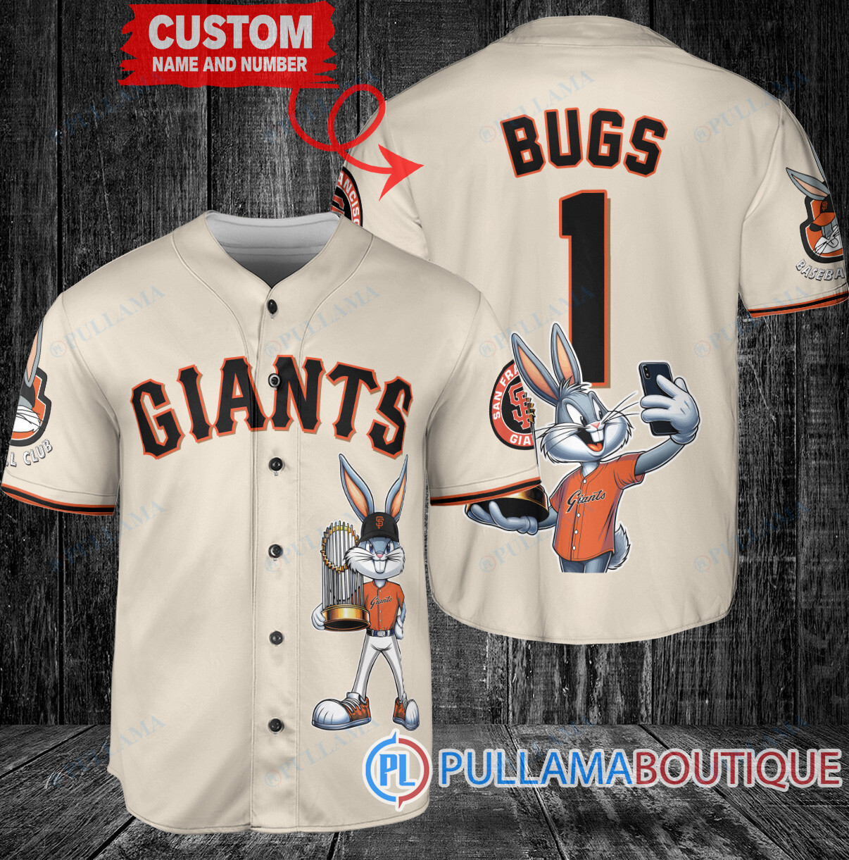 Atlanta Braves x Bugs Bunny with Trophy Baseball Jersey White City Connect