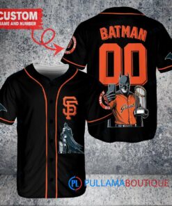 San Francisco Giants x DC Comics Batman The Dark Knight with Trophy Custom Baseball Jersey Black