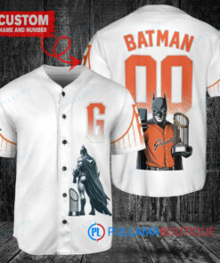 San Francisco Giants x DC Comics Batman The Dark Knight with Trophy Custom Baseball Jersey White City Connect