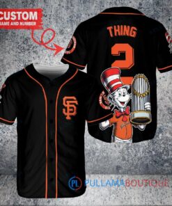 San Francisco Giants x Dr Seuss with World Series Trophy Custom Baseball Jersey Black