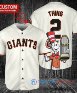 San Francisco Giants x Dr Seuss with World Series Trophy Custom Baseball Jersey Cream