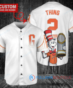 San Francisco Giants x Dr Seuss with World Series Trophy Custom Baseball Jersey White City Connect