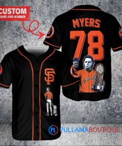 San Francisco Giants x Halloween Michael Myers with Trophy Custom Baseball Jersey Black