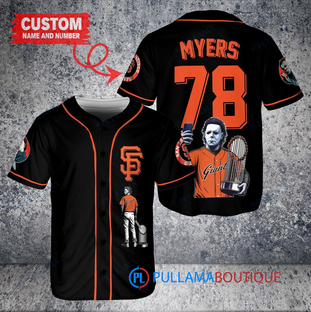 Chicago White Sox x Halloween Michael Myers with Trophy Custom Baseball Jersey Black