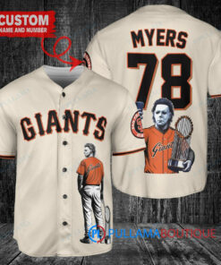 San Francisco Giants x Halloween Michael Myers with Trophy Custom Baseball Jersey Cream