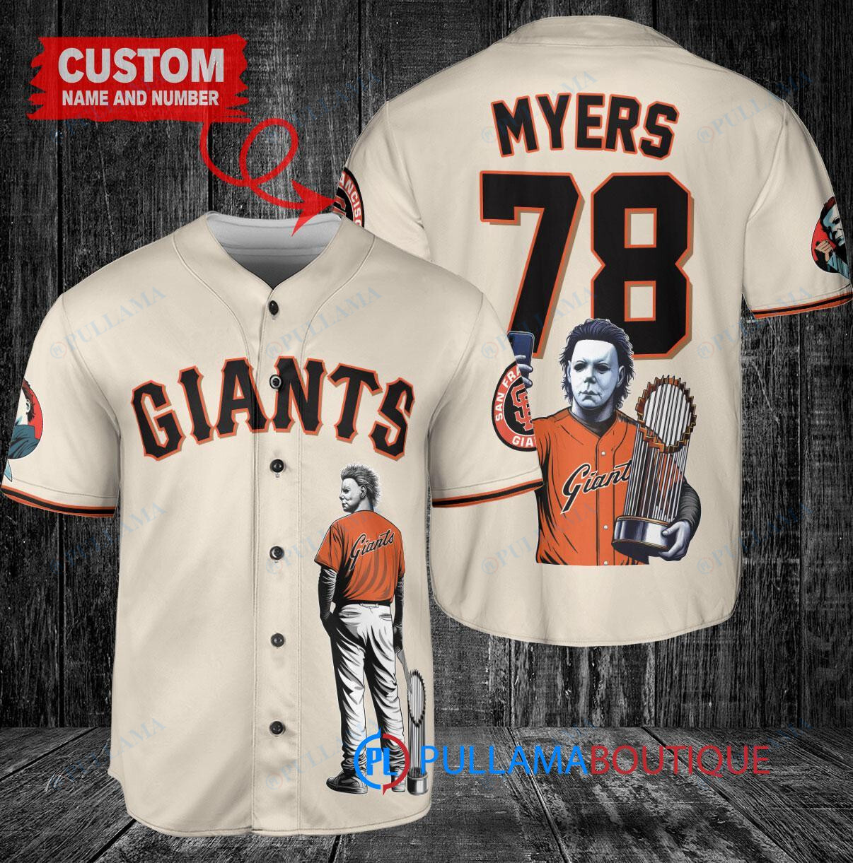 San Diego Padres x Halloween Michael Myers with Trophy Custom Baseball Jersey White