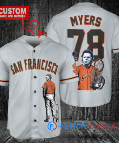 San Francisco Giants x Halloween Michael Myers with Trophy Custom Baseball Jersey Gray