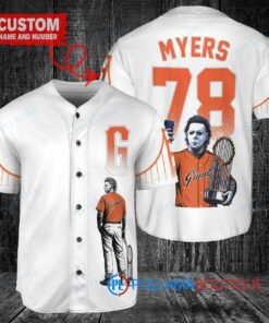 San Francisco Giants x Halloween Michael Myers with Trophy Custom Baseball Jersey White City Connect