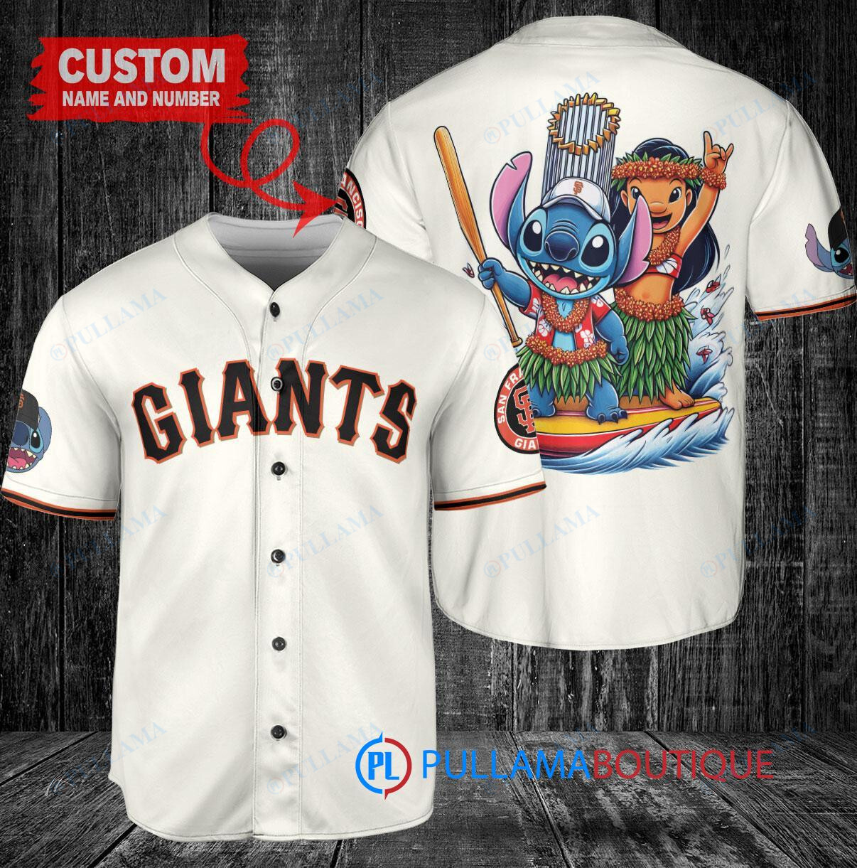 San Francisco Giants x Lilo & Stitch with Trophy Baseball Jersey Gray