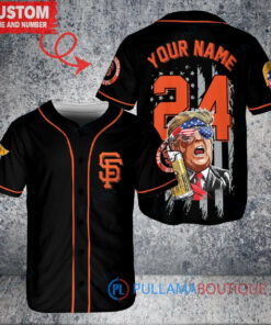 San Francisco Giants x Limited Edition with World Series Trophy Custom Baseball Jersey Black