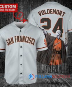 San Francisco Giants x Lord Voldemort Harry Potter with Trophy Custom Baseball Jersey Gray