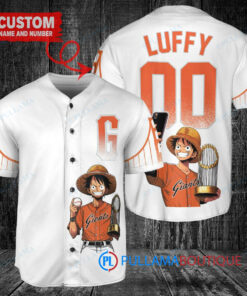 San Francisco Giants x Luffy One Piece with Trophy Custom Baseball Jersey White City Connect