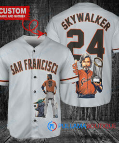 San Francisco Giants x Luke Skywalker Star Wars with Trophy Custom Baseball Jersey Gray