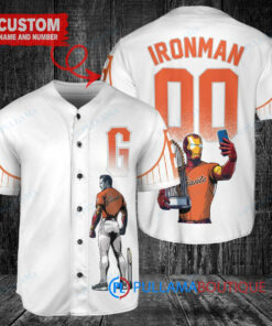 San Francisco Giants x Marvel Iron Man Tony Stark with Trophy Custom Baseball Jersey White City Connect