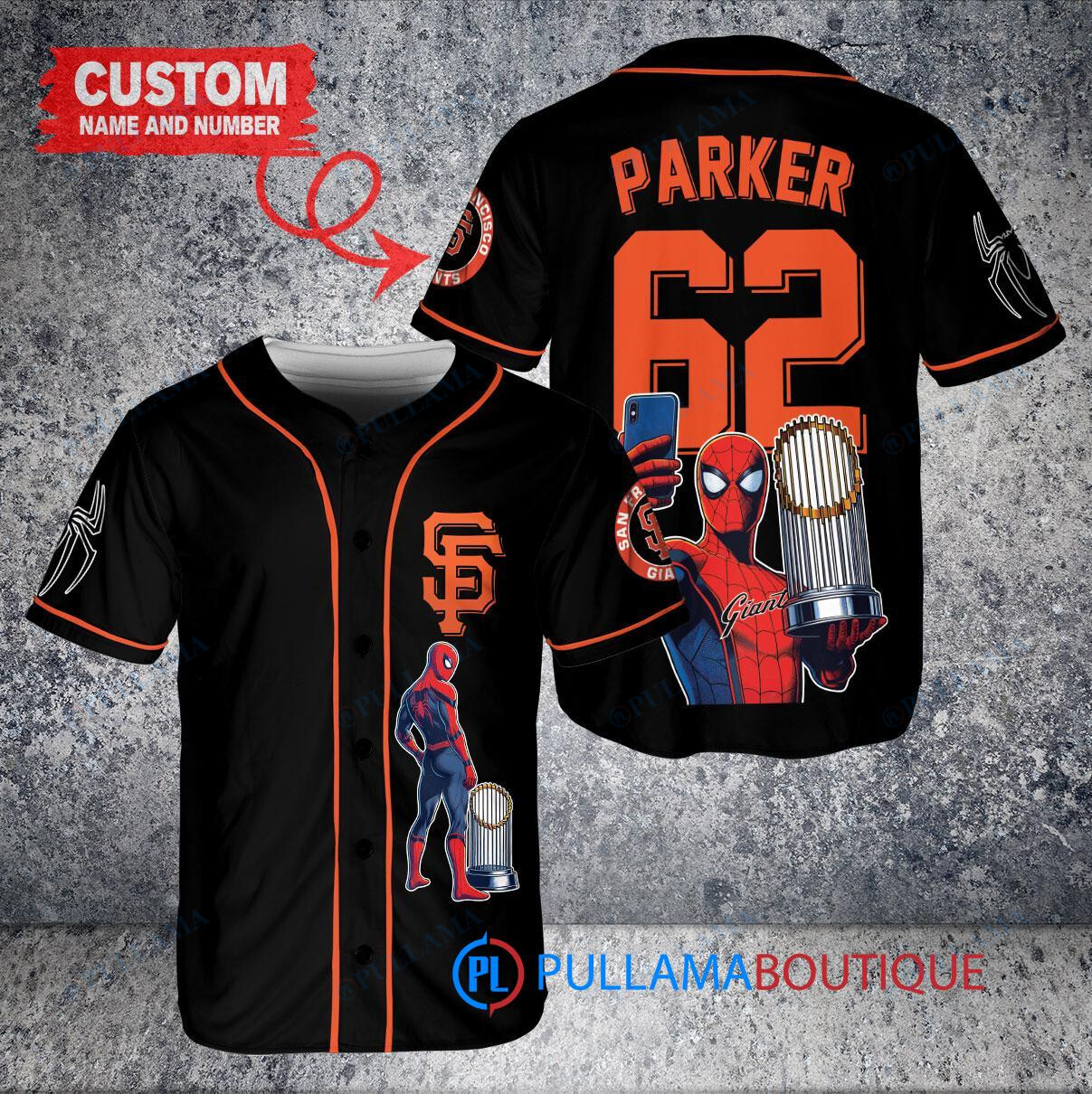 Detroit Tigers x Marvel Spiderman with Trophy Custom Baseball Jersey Navy