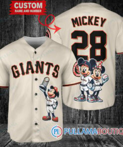 San Francisco Giants x Mickey and Minnie with Trophy Baseball Jersey Cream