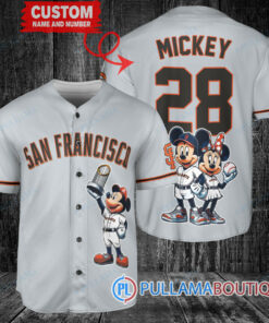 San Francisco Giants x Mickey and Minnie with Trophy Baseball Jersey Gray