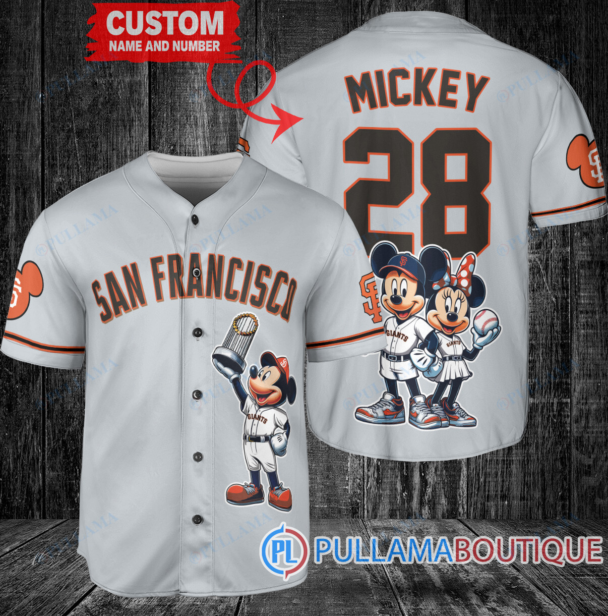 Arizona Diamondbacks x Mickey and Minnie with Trophy Baseball Jersey Sand