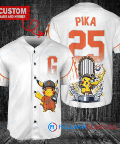 San Francisco Giants x Pikachu Pokemon with Trophy Custom Baseball Jersey White City Connect