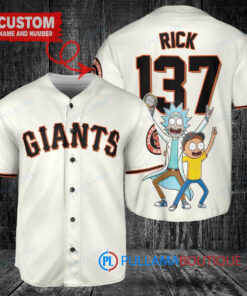 San Francisco Giants x Rick and Morty with Trophy Custom Baseball Jersey Cream