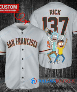 San Francisco Giants x Rick and Morty with Trophy Custom Baseball Jersey Gray