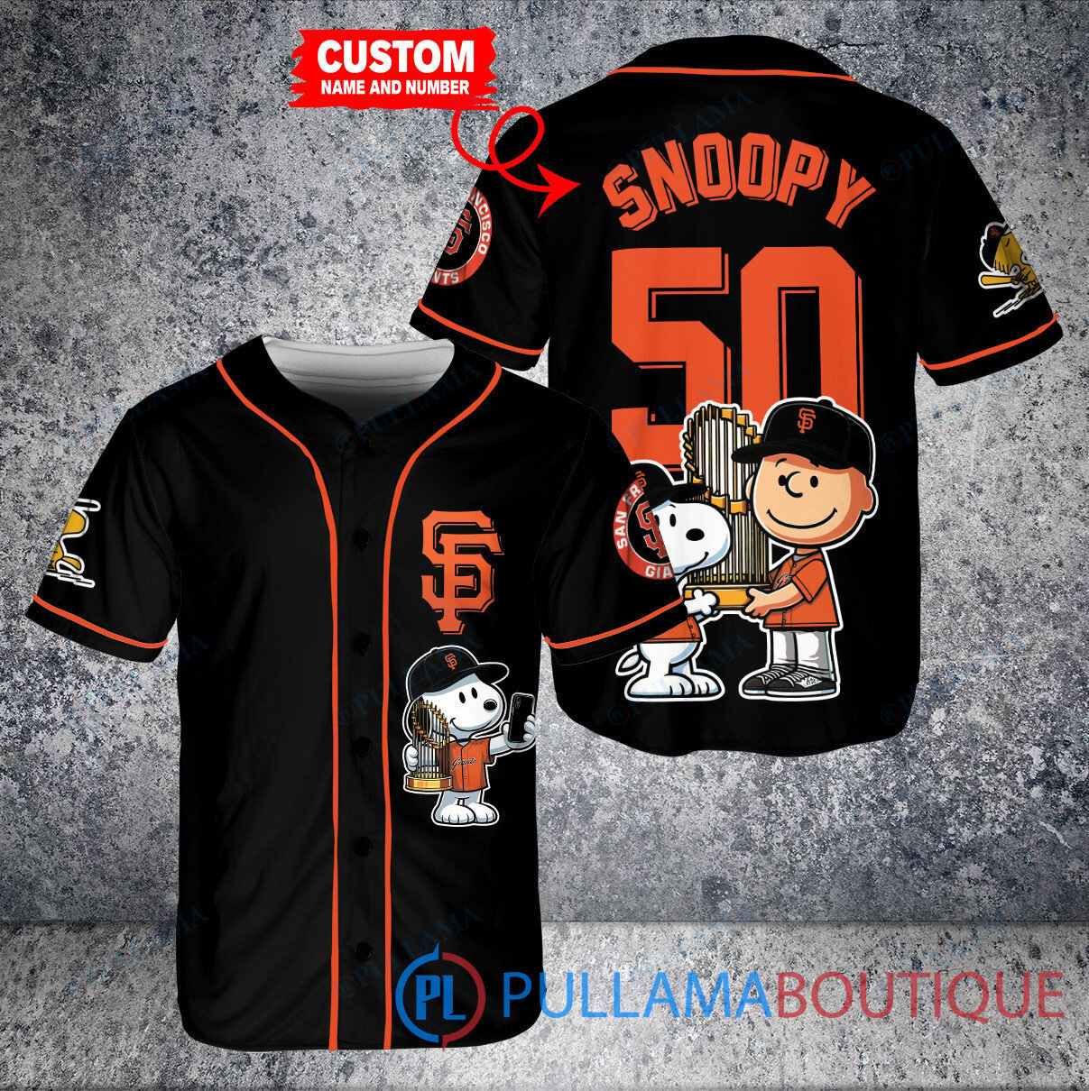 Miami Marlins x Snoopy and Charlie Brown with Trophy Baseball Jersey White