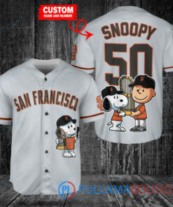 San Francisco Giants x Snoopy and Charlie Brown with Trophy Baseball Jersey Gray