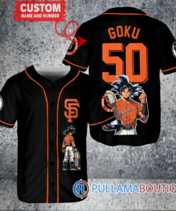 San Francisco Giants x Son Goku Kakarot Super Saiyan Dragon Ball Z with Trophy Baseball Jersey Black V2