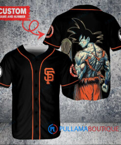 San Francisco Giants x Son Goku Kakarot Super Saiyan Dragon Ball Z with Trophy Baseball Jersey Black