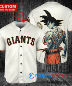 San Francisco Giants x Son Goku Kakarot Super Saiyan Dragon Ball Z with Trophy Baseball Jersey Cream