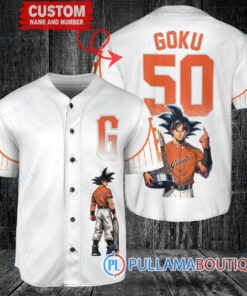 San Francisco Giants x Son Goku Kakarot Super Saiyan Dragon Ball Z with Trophy Baseball Jersey White City Connect V2