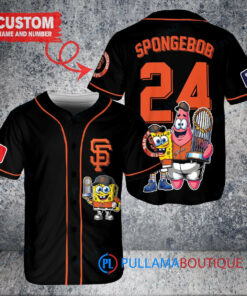 San Francisco Giants x SpongeBob SquarePants with Trophy Custom Baseball Jersey Black