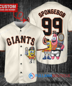 San Francisco Giants x SpongeBob SquarePants with Trophy Custom Baseball Jersey Cream